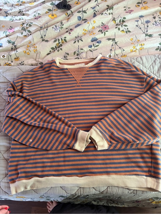 We The Free Sweaters - We The Free Orange and Blue Striped Crewneck Sweater